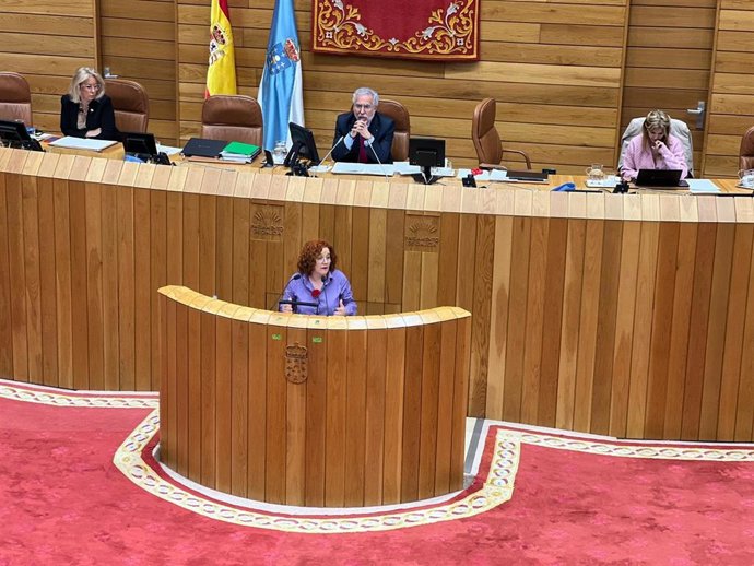La diputada del BNG Montse Prado porta un clavel con motivo del 25 de abril