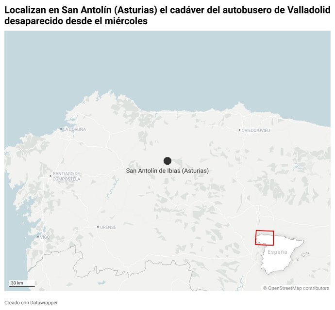 Localizan en San Antolín (Asturias) el cadáver del autobusero de Valladolid desaparecido desde el miércoles
