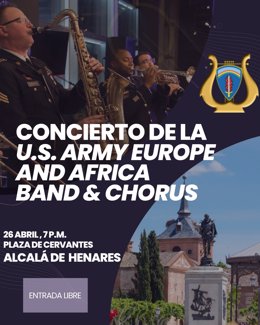 Cartel del concierto de la U.S. Army Europe and Africa Band and Chorus en la Plaza de Cervantes de Alcalá de Henares