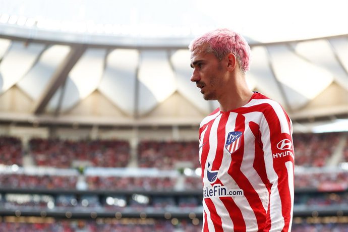 Antoine Griezmann of Atletico de Madrid looks on during the spanish league, La Liga Santander, football match played between Atletico de Madrid v UD Almeria at Civitas Metropolitano stadium on April 16, 2023, in Madrid, Spain.