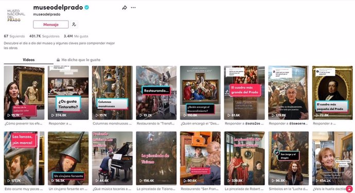 Archivo - El Museo del Prado ocupa el noveno puesto en el ranking de los 20 museos más seguidos en redes sociales.