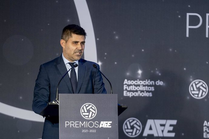 Archivo - El presidente de la Asociación de Futbolistas Españoles, David Aganzo, en la I edición de los Premios AFE, en el Real Casino de Madrid (España).