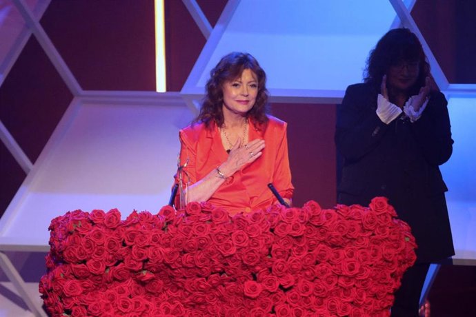 La actriz Susan Sarandon, al recibir el premio de honor de los Premis RNE Sant Jordi