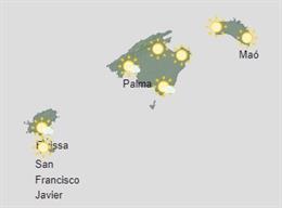 Mapa meteorológico de Baleares.