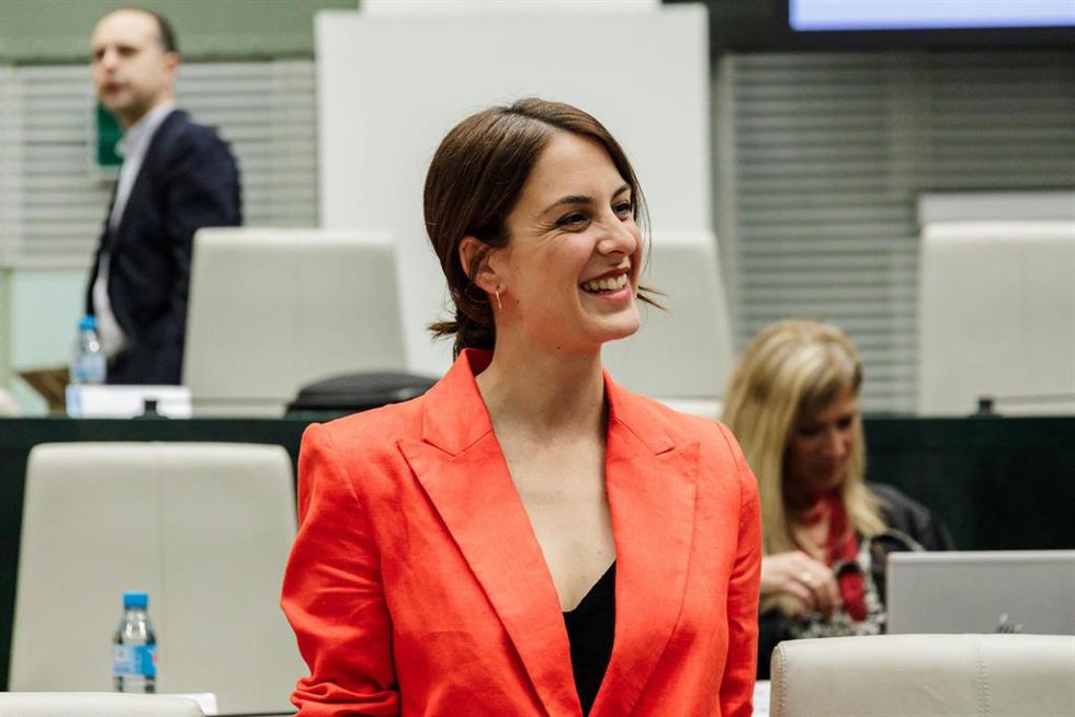 La candidata de Más Madrid a la alcaldía madrileña, Rita Maestre, durante una sesión plenaria en el Ayuntamiento de Madrid