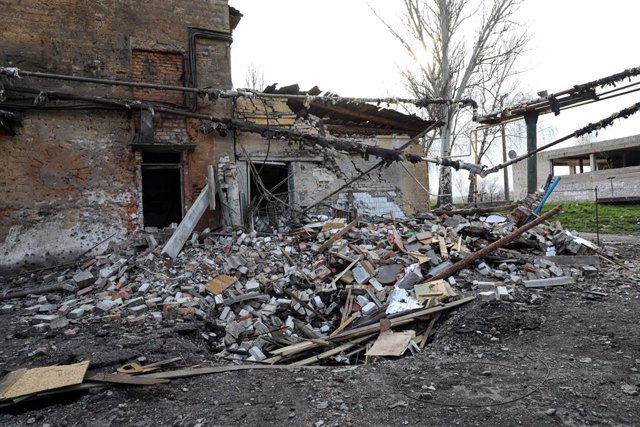 December 13, 2022, Donetsk Region, Ukraine: A building destroyed by Russian shelling in a town of Donetsk Region, eastern Ukraine.