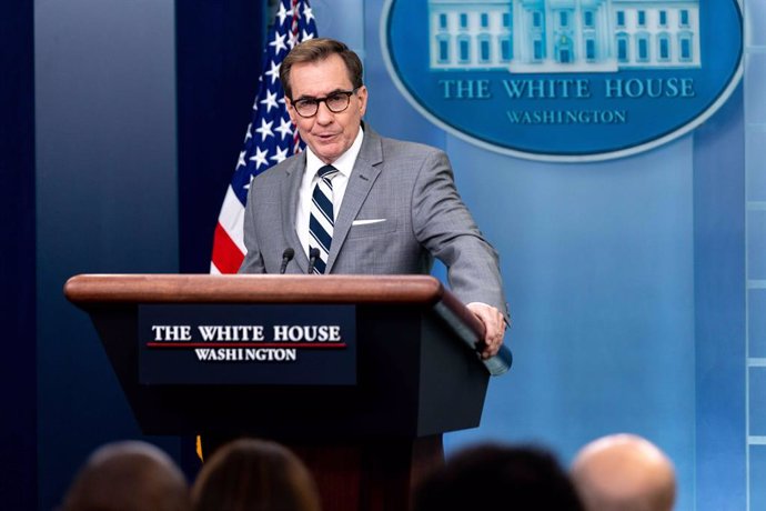 April 20, 2023, Washington, District of Columbia, USA: White House national security spokesperson John Kirby speaks to reporters during the press briefing at the White House in Washington, D.C., Thursday, April 20, 2023