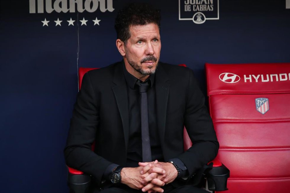 Diego Pablo Simeone, head coach of Atletico de Madrid, looks on during the Spanish League, La Liga Santander, football match played between Atletico de Madrid and RCD Mallorca at Civitas Metropolitano stadium on April 26, 2023, in Madrid, Spain.