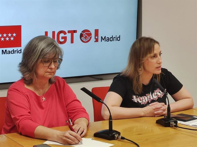 Las secretarias generales de UGT y CC.OO. Madrid, Marina Prieto y Paloma López