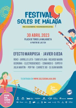 Cartel del festival que se ceelebra el domingo 30 de abril en la plaza de toros de La Malagueta.