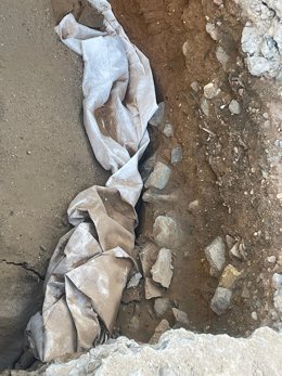 Imagen de parte de la estructura arqueológica hallada en las obras de la calle Méndez Núñez.