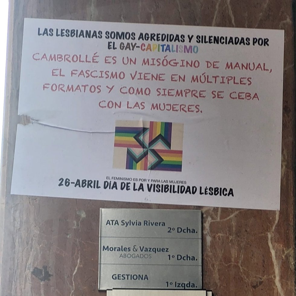 Cartel en la sede de ATA-Sylvia Rivera