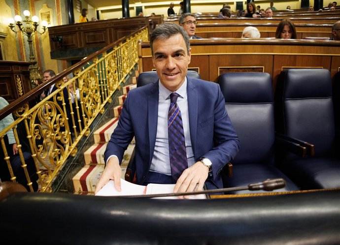 El presidente del Gobierno, Pedro Sánchez, durante una sesión de control al Gobierno, en el Congreso de los Diputados, a 26 de abril de 2023, en Madrid (España). Durante la sesión de control al Gobierno, se formulan preguntas relacionadas con el cese de