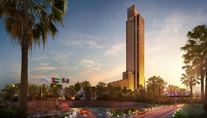 Rendering of Wynn Al Marjan Island - Exterior view from entrance