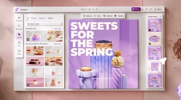 Interfaz de Microsoft Designer