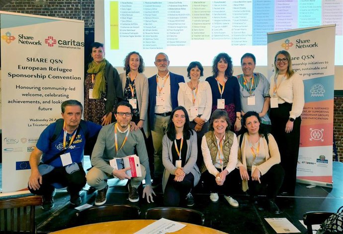 La delegación navarra, con sus socios europeos durante la jornada celebrada en Bruselas.