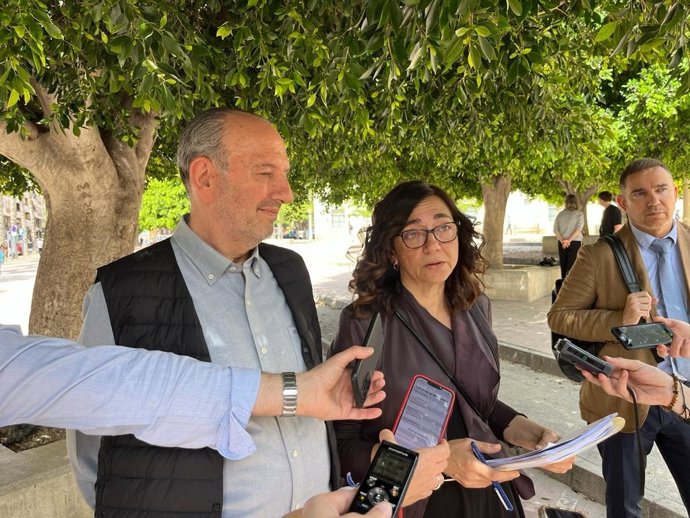 El portavoz del PSPV en el Ayuntamiento, Miguel Millana, y la concejala socialista Trini Amorós.