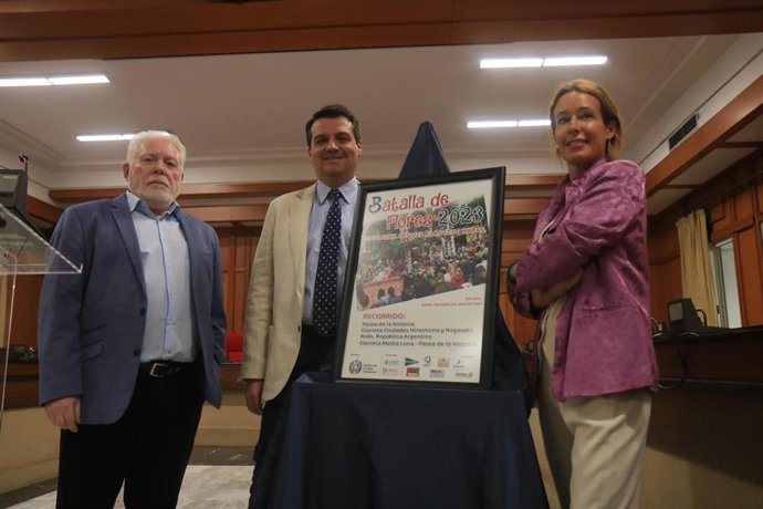 Presentación de la Batalla de las Flores de Córdoba, con José María Bellido, Alfonso Morales y Marián Aguilar.