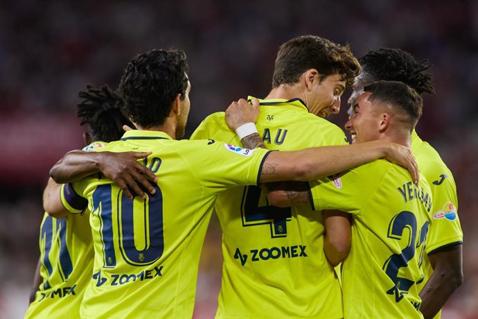 Pau Torres of Villarreal celebrates a goal during the spanish league, La Liga Santander, football match played between Sevilla FC and Villarreal at Ramon Sanchez Pizjuan stadium on April 23, 2023, in Sevilla, Spain.