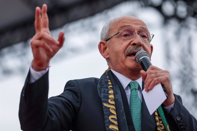 April 28, 2023, Kocaeli, Turkey: Kemal Kilicdaroglu, presidential candidate from the Turkish opposition's six-party alliance speaks during a campaign event ahead of the 14 May general election, in Kocaeli, Turkey, 28 April 2023.