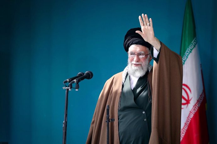 April 22, 2023, Tehran, Tehran, Iran, Islamic Republic of: This handout picture provided by the office of Iranian Supreme Leader Ayatollah ALI KHAMENEI on April 22, 2023, shows KHAMENEI attends Eid al-Fitr prayer in Tehran, Iran