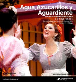 Cartel de la obra 'Agua, Azucarillos y Aguardiente' en el Festival de Zarzuela de Málaga.