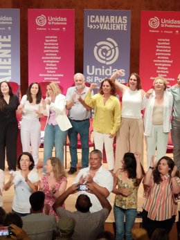 La candidata de Unidas Sí Podemos a la Alcaldía de Las Palmas de Gran Canaria, Gemma Martínez, participa en un acto celebrado en el Auditorio Alfredo Kraus
