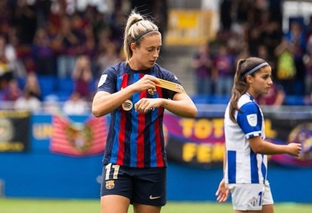Aitana Bonmati of Fc Barcelona Femenino celebrates a goal during the Liga F match between FC Barcelona and Atletico de Madrid  at Johan Cruyff Stadium on April 15, 2023 in Barcelona, Spain.
