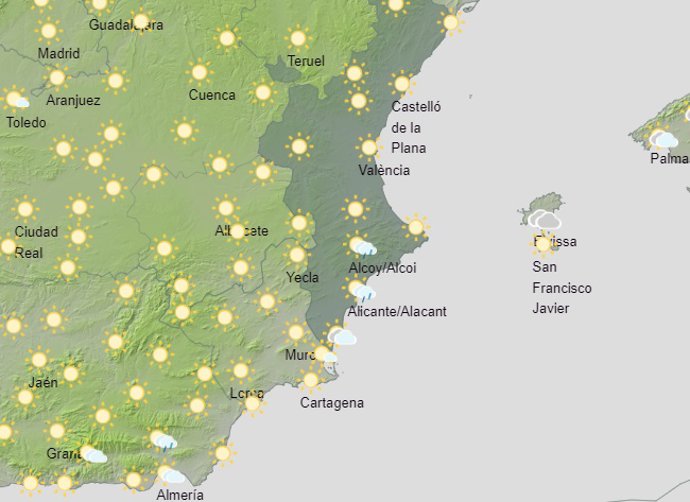 Mapa del tiempo en la Comunitat Valenciana