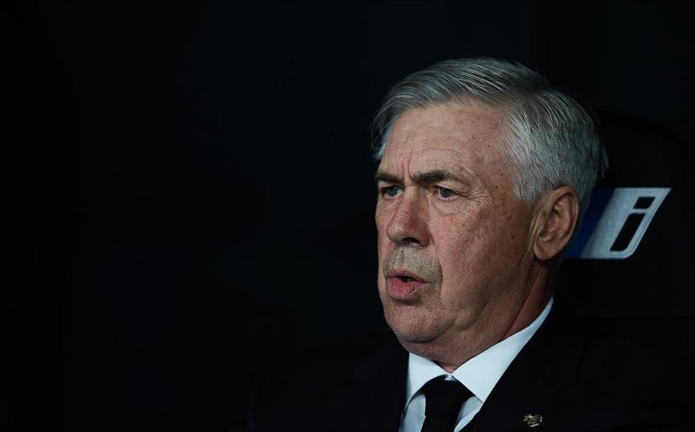 Carlo Ancelotti, head coach of Real Madrid, looks on during the spanish league, La Liga Santander, football match played between Real Madrid and Cadiz CF at Santiago Bernabeu stadium on April 29, 2023, in Madrid, Spain.