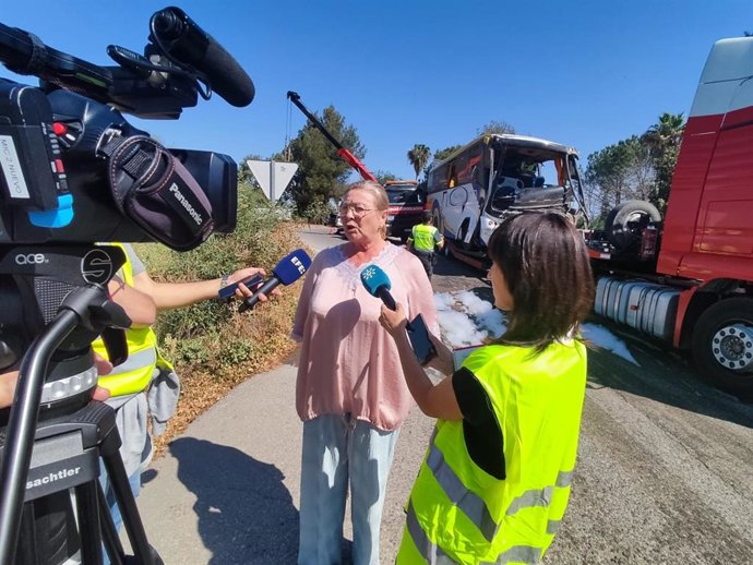 La alcaldesa en el lugar del accidente