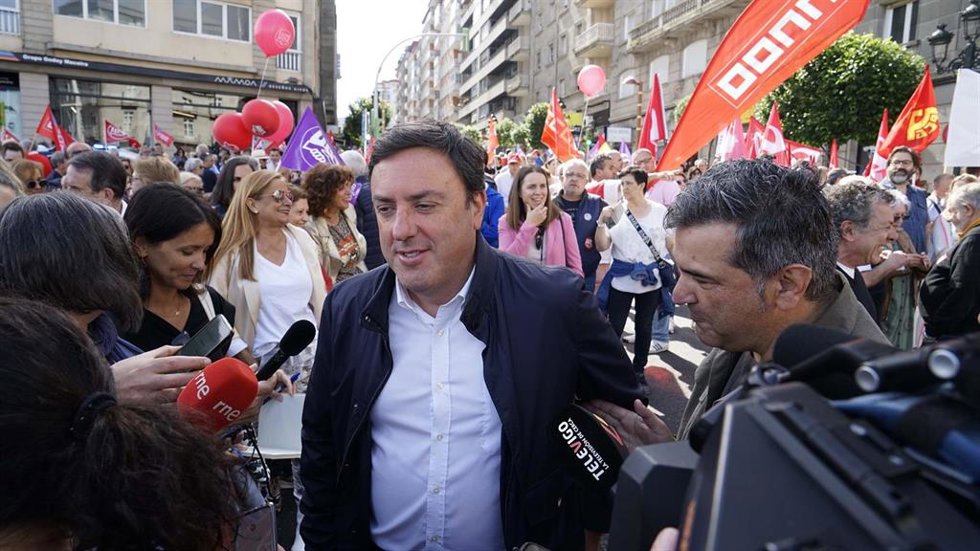 El secretario xeral del PSdeG, Valentín González Formoso, en los actos del Primero de Mayo