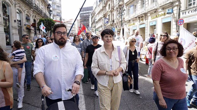 La portavoz nacional del BNG, Ana Pontón, participa en la manifestación de la CIG del Primero de Mayo