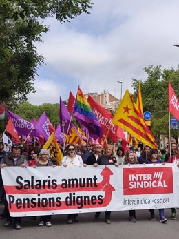 Manifestació de la Intersindical de Catalunya aquest dilluns