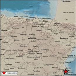 Punto de registro del terremoto en Castell de Guadalest