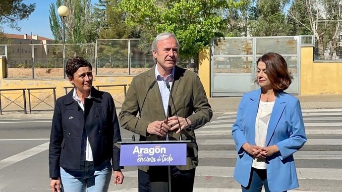El presidente del PP Aragón y candidato a la Presidencia de la comunidad autónoma, Jorge Azcón, en Teruel.