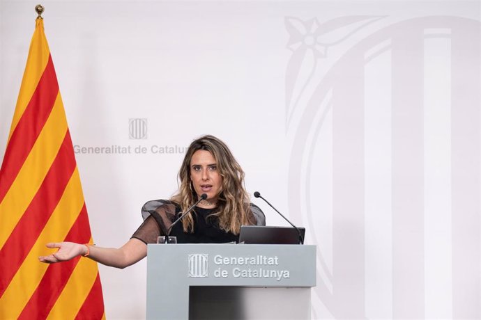 La portavoz del Govern, Patrícia Plaja, durante la rueda de prensa