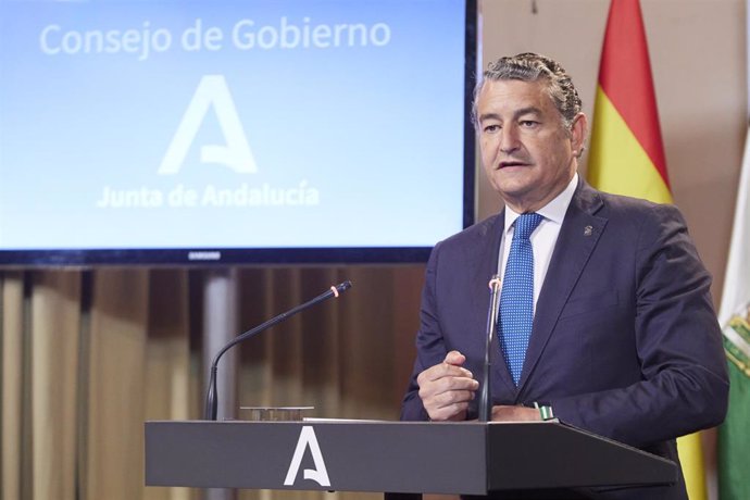 El consejero de la Presidencia, Antonio Sanz, este martes en la rueda de prensa posterior a la reunión del Consejo de Gobierno.