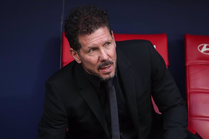 Diego Pablo Simeone, head coach of Atletico de Madrid, looks on during the Spanish League, La Liga Santander, football match played between Atletico de Madrid and RCD Mallorca at Civitas Metropolitano stadium on April 26, 2023, in Madrid, Spain.