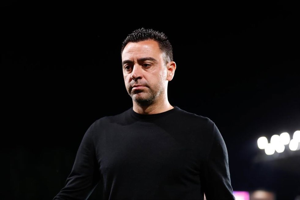 Xavi Hernandez, head coach of FC Barcelona, looks on during the spanish league, La Liga Santander, football match played between Rayo Vallecano and FC Barcelona at Estadio de Vallecas on April 26, 2023, in Madrid, Spain.