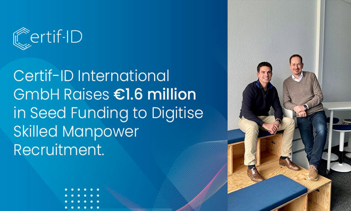 Tim Miller (left) and Markus Dohm, Co-Founders of Certif-ID International GmbH, are happy about the great confidence of the investors in their sustainable concept.