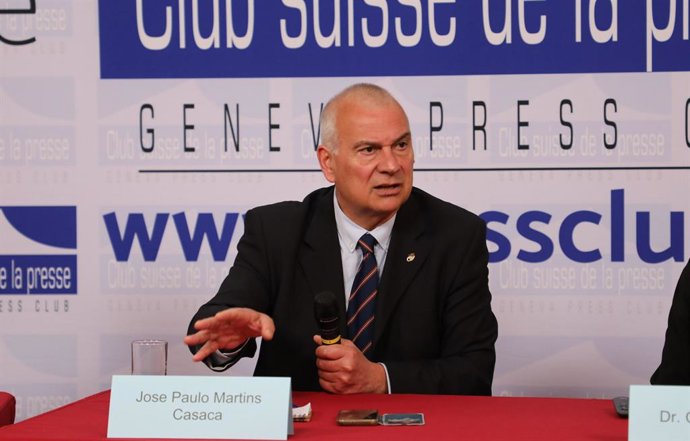 José Paulo Martins Casaca, former MEP and Founder and Executive Director of the South Asia Democratic Forum speaking in Geneva about human rights progress in the UAE. Credit- IMPAC