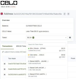 Verificación de la firma en el explorador de bloques de CELO.