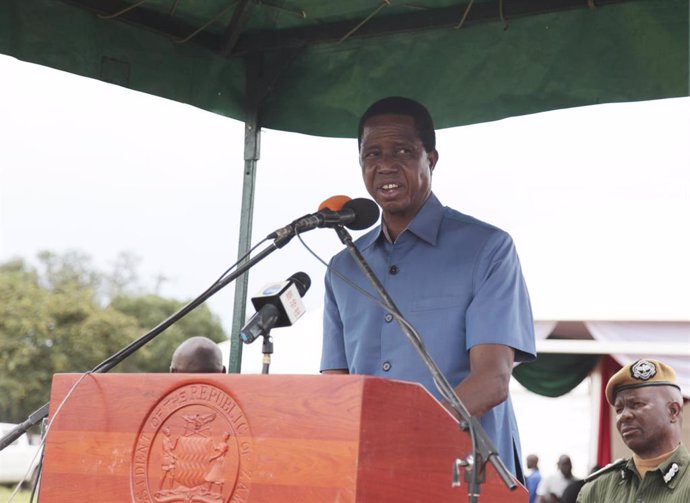 Archivo - El expresidente de Zambia Edgar Lungu