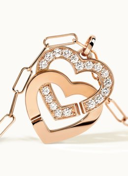 Colgante Double Curs R15, oro rosa y diamantes.