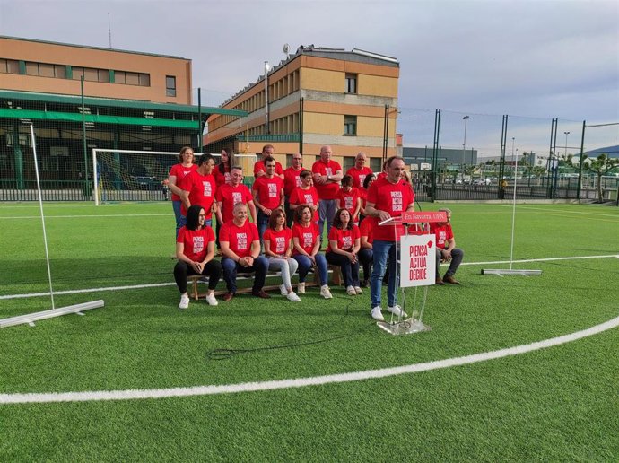 El candidato de UPN a la Presidencia del Gobierno de Navarra, Javier Esparza, en la presentación de la lista al Parlamento foral.