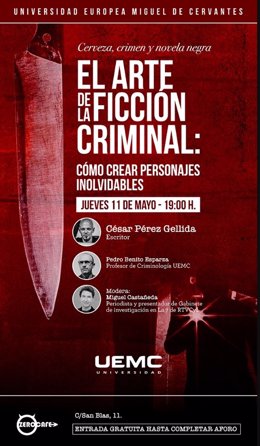 Carteñ del encuentro 'El Arte de la Ficción Criminal: Cómo crear personajes inolvidables'