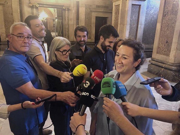 La portavoz del PSC en el Parlament, Alícia Romero, en declaraciones a los medios.