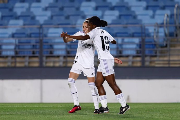 Archivo - Linda Caicedo y Olga Carmona celebran un gol del Real Madrid en la Liga F 2022-2023