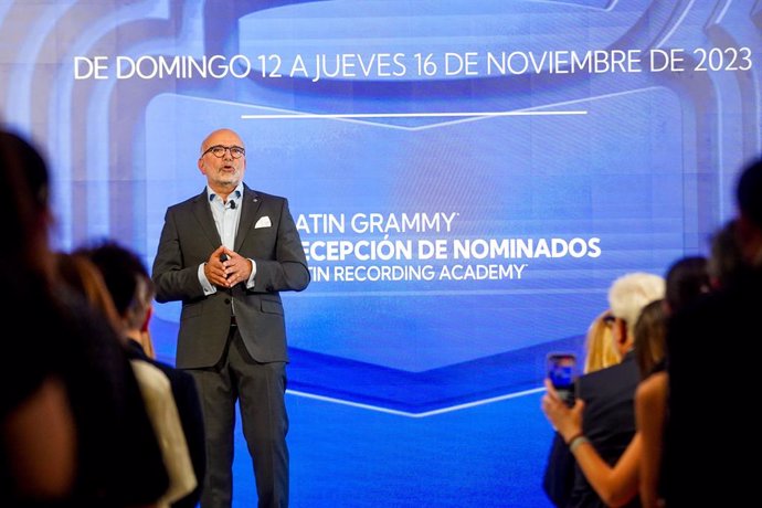 Archivo - El CEO de la Academia Latina de Grabación, Manuel Abud, anuncia que los Premios Grammy Latinos 2023 se celebrarán el 16 de noviembre en el Fibes de Sevilla